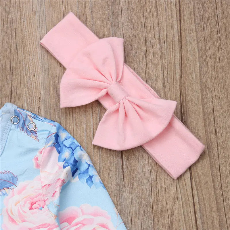 Mädchen Blumen Overall mit Haarschleife