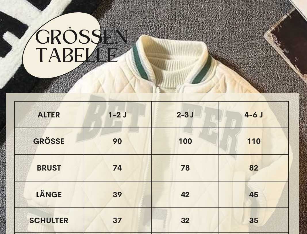 Kinder Baseball "BETTER" Bomber Jacke
