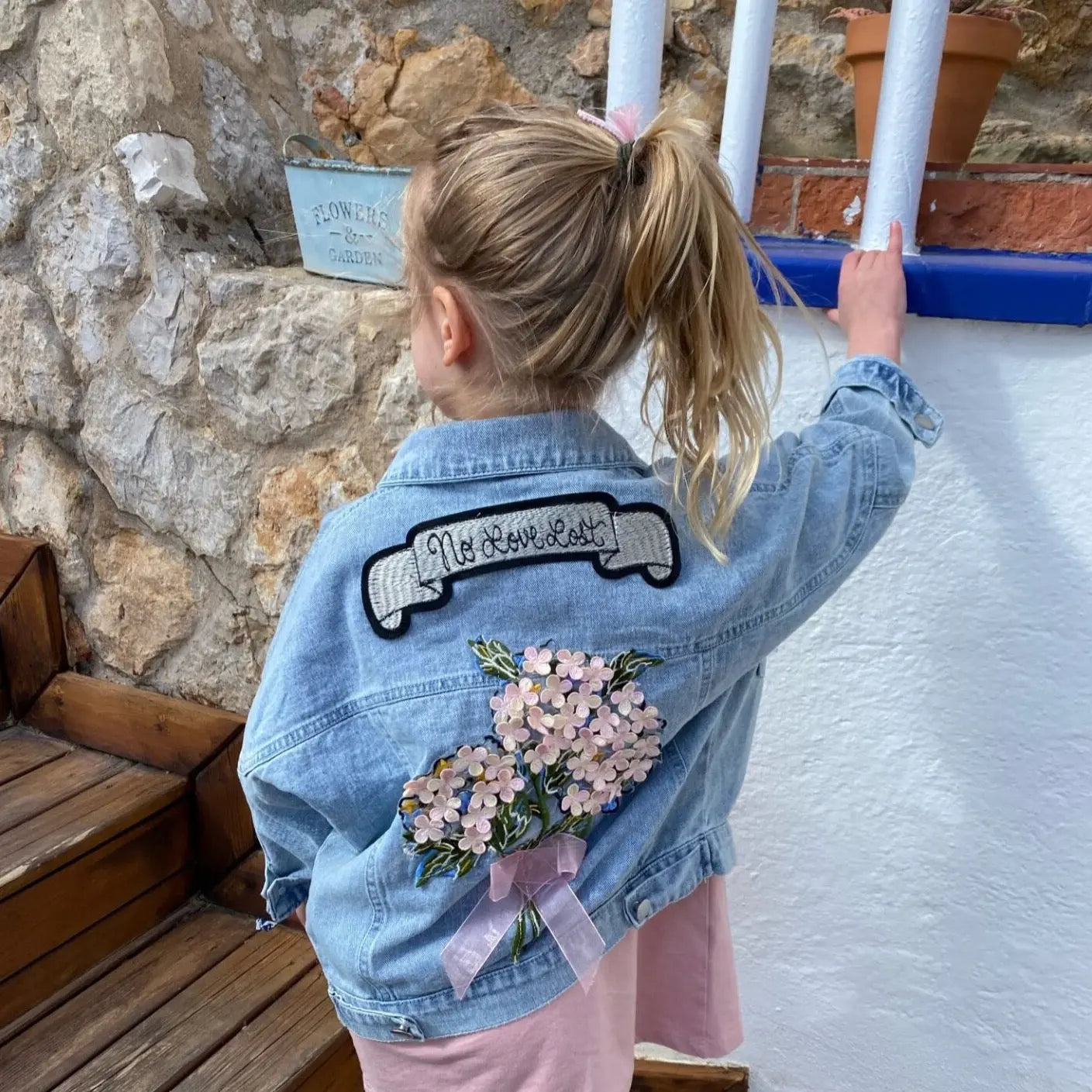 Mädchen "Streetwear Flower" Jeans Jacke