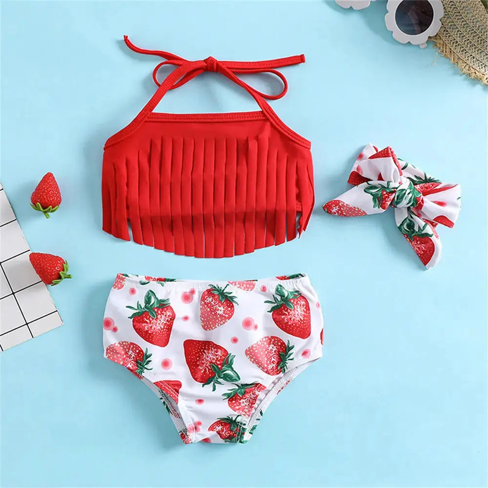 NEW Toddler Baby Girls Swimwear Cute Fruit Pirnt Summer Baby Girls Swimsuit Newborn Baby Two Piece Bathing Suit Beachwear