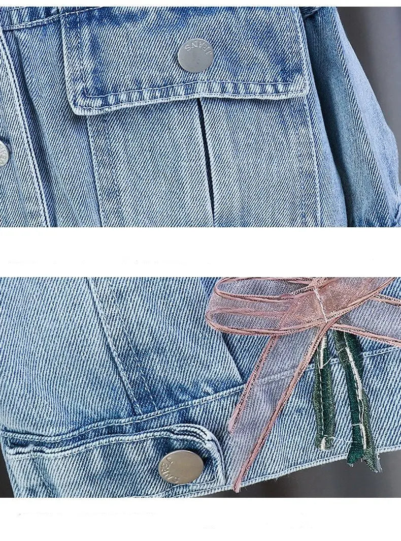 Mädchen "Streetwear Flower" Jeans Jacke